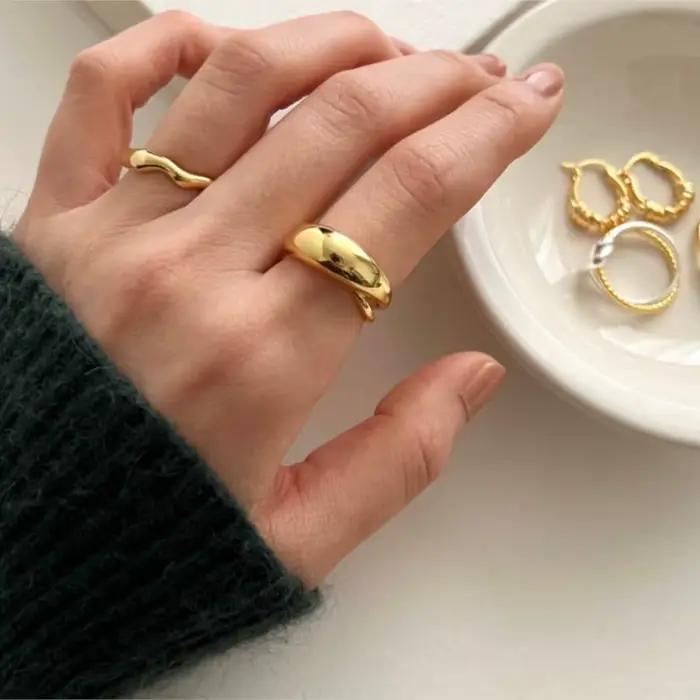 Bague Anenjery en cuivre géométrique pour femmes, design unique et tracker d'humeur, idéal pour les occasions spéciales, cadeau parfait pour mère, épouse, petite amie, fille ou meilleure amie