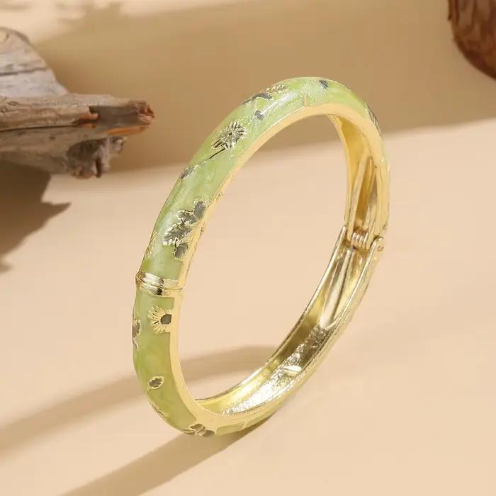 Jardme 4 pièces ensemble Bracelet pour femmes Vintage petite fleur cloisonné émail bracelets élégant Style ethnique