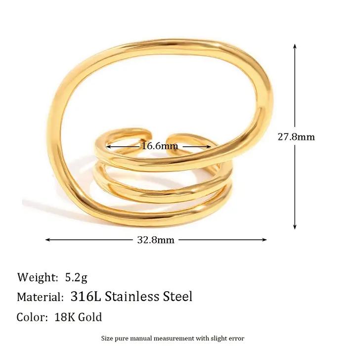E.B.belle-Bague à Lignes Géométriques Déformées pour Femme, Bijoux en Or/Argent, en Acier Inoxydable