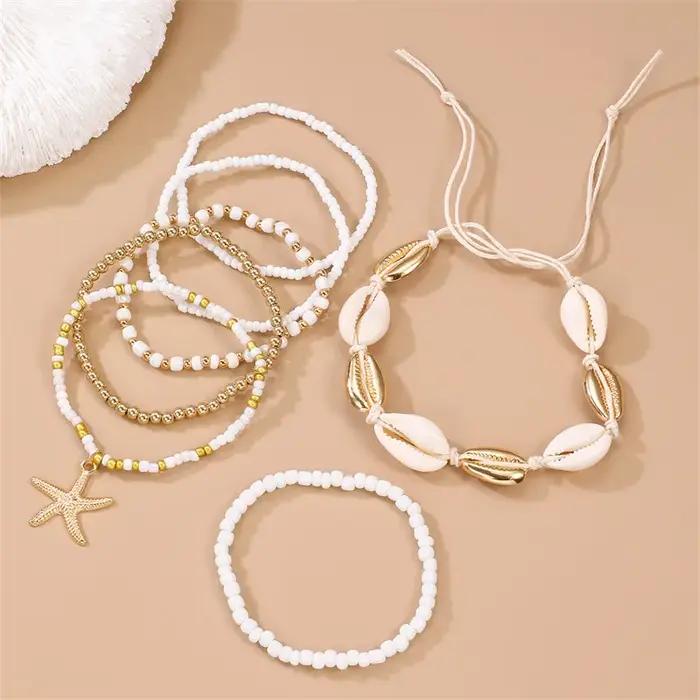Lot de 3 colliers de plage pour femme : étoile de mer avec perle pendante, bijoux d'été côtiers