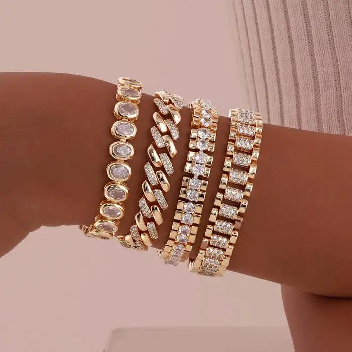 Bracelet de tennis, bracelet en chaîne de strass en zircone cubique CZ