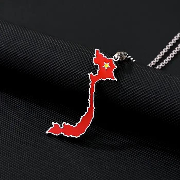 Cng hòa Xã hi Chngha Vit Nam carte drapeau pendentif collier en acier inoxydable hommes femmes cartes bijoux cadeau