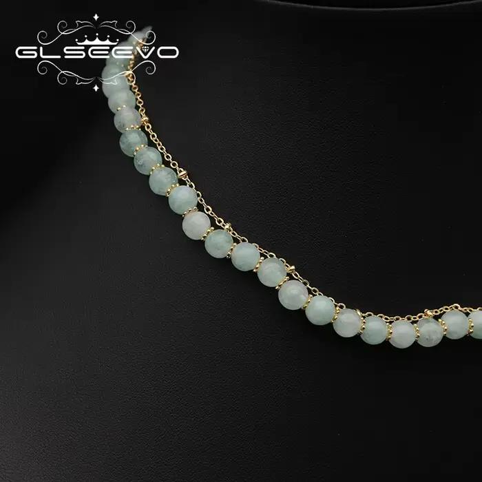 GLSEEVO – collier de perles naturelles émeraude pour femmes