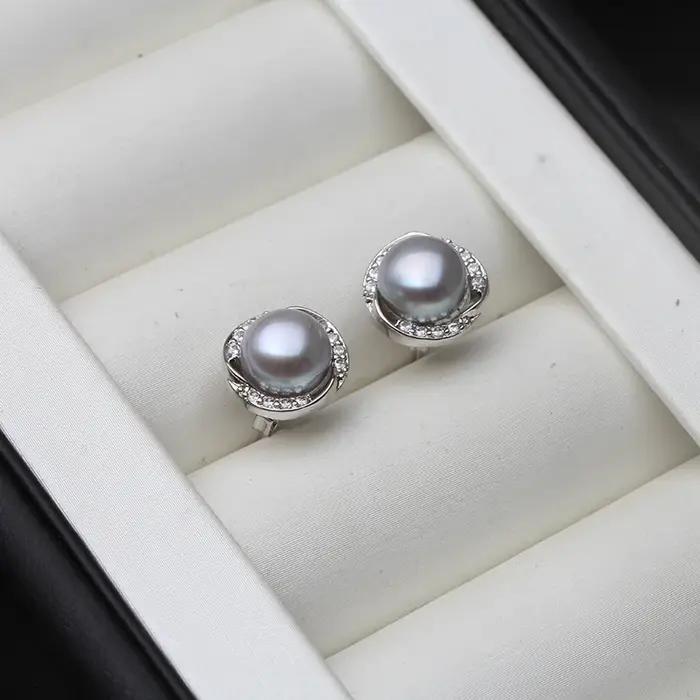 Boucles d'oreilles en perles noires d'eau douce cultivées pour femme