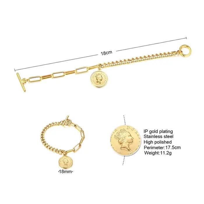 Bracelet à pièces de monnaie de la reine de la reine