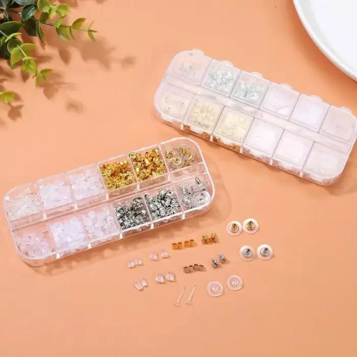 600 pièces/ensemble Anti allergique boucles d'oreilles dos goujons Kit 12 Styles clair