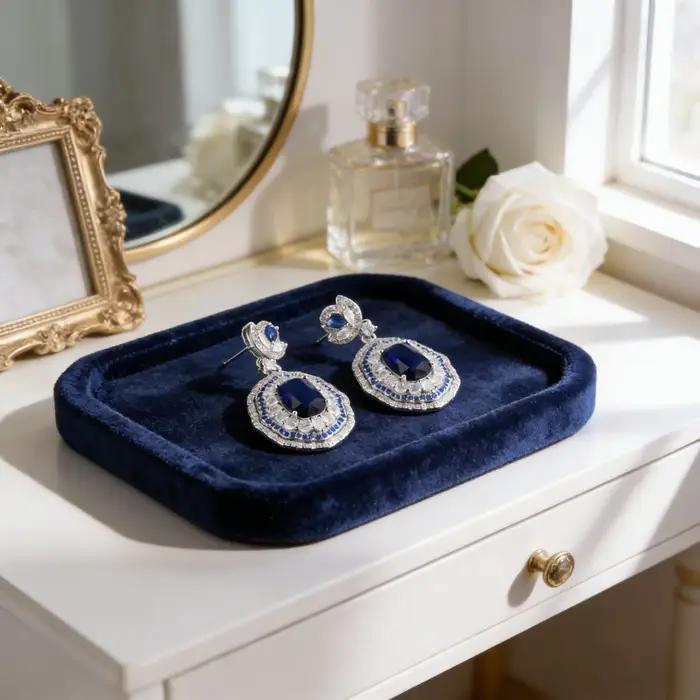 Boucles d'oreilles de luxe en saphir bleu