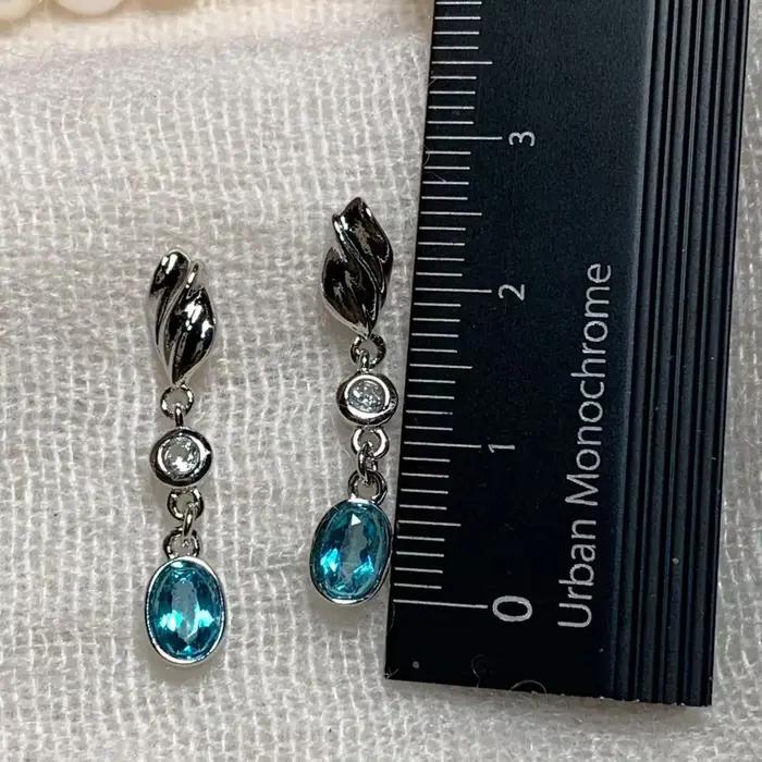 HEYYA – boucles d'oreilles ovales en pierre de topaze bleue naturelle pour femmes