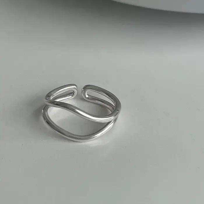 Bague en argent réglable style gothique multilignes pour femmes occasions spéciales soirée festive anniversaire