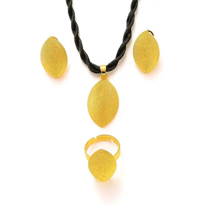 Ensemble de Bijoux Africains en Or pour Femme, Patients de Dubaï, Cadeaux de Mariage, Collier, Pendentif, Boucles d'Oreilles, Bague