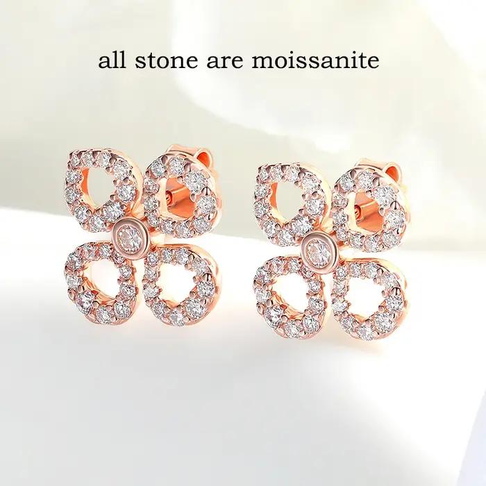 Boucles d'oreilles Smyoue Flower All Moissanite pour femmes