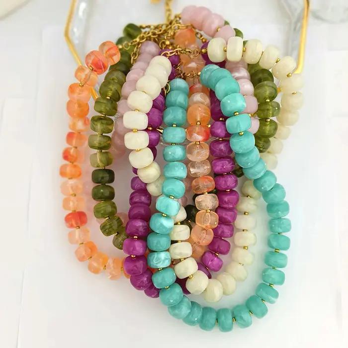 Collier Ras Du Cou En Résine Et Acier Inoxydable Plaqué Or PVD Pour Femme Occasions Spéciales Audacieux Style Statement