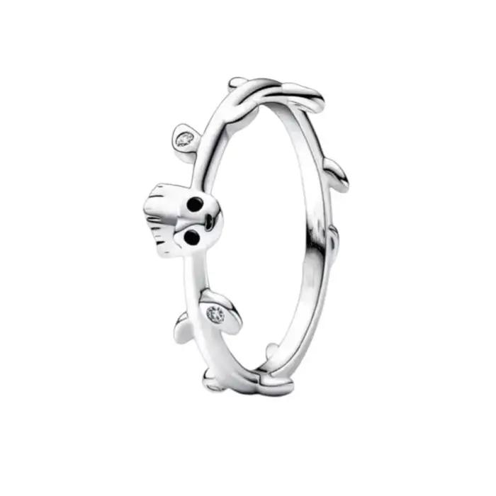 Bague populaire en argent sterling 925% de la série Princesse, avec coquille, couronne, nœud et zirc