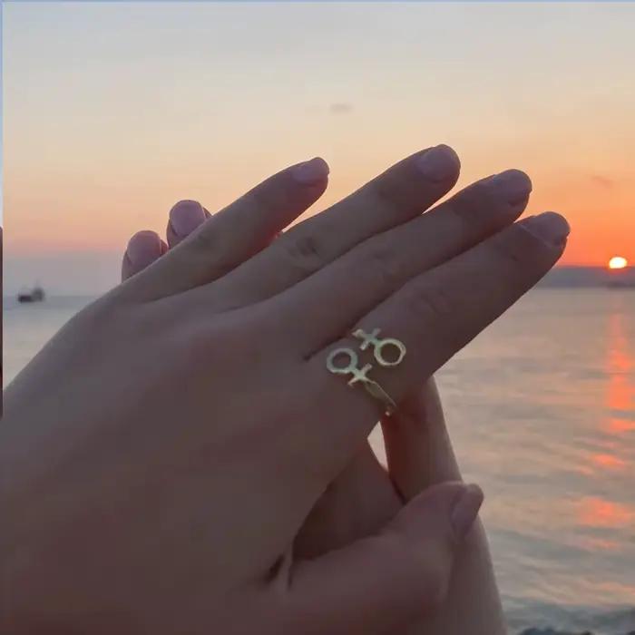 Bague en acier inoxydable avec symbole de Vénus pour femmes fières de leur identité lesbienne bijoux de fierté et d'égalité pour occasions spéciales
