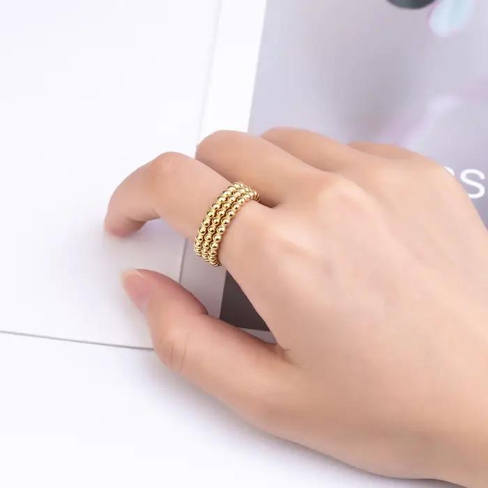 Bague trois en un en forme de chaîne de perles