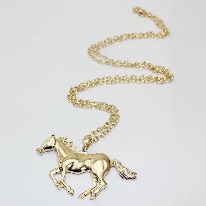 Collier à breloques cheval pour femme, déclaration de bijoux, pendentif en cours d'exécution, mode