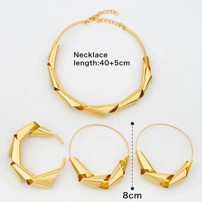 Ensemble de bijoux plaqué or Dubai torsadé pour femme collier et bracelet occasion spéciale