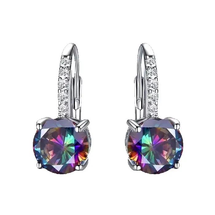 Boucles d'oreilles colorées à Clip rond de 8mm, en argent Sterling 925, bijoux de fiançailles à la m