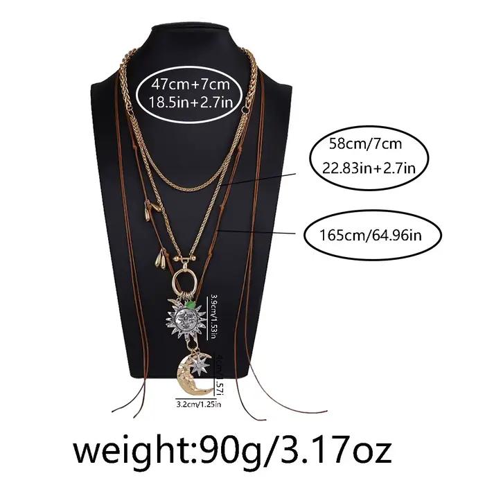 Colliers pendentifs Soleil et Lune pour femmes 2026 – Bijoux ethniques vintage tendance – Accessoires de cou