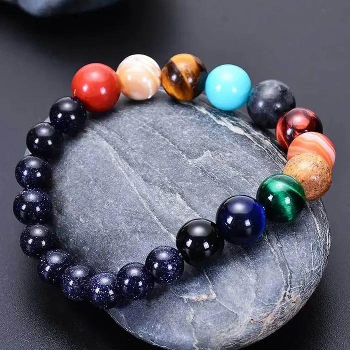 Bracelet système solaire huit planètes bijou cosmique fait à la main pour couple amis bijoux tendance cadeau holographique