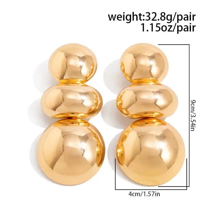Boucles d'oreilles rondes géométriques rétro exagérées pour femmes