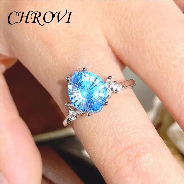 Bague gothique en argent sterling rétro de luxe léger avec pierres précieuses