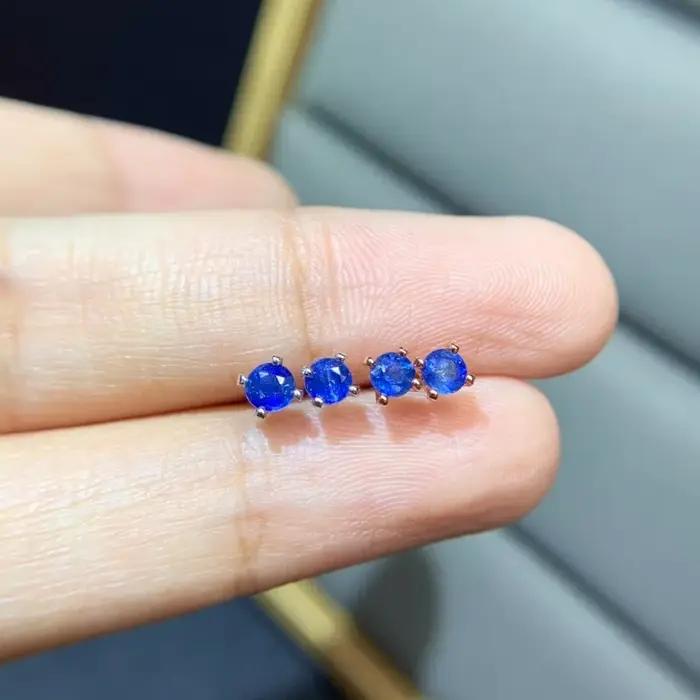 Boucles d'oreilles en argent regardé 925 avec saphir bleu naturel pour femme