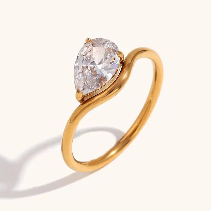La. Muses Rotterdam-Bague de Luxe en Forme de Goutte d'Eau Cubique pour Femme