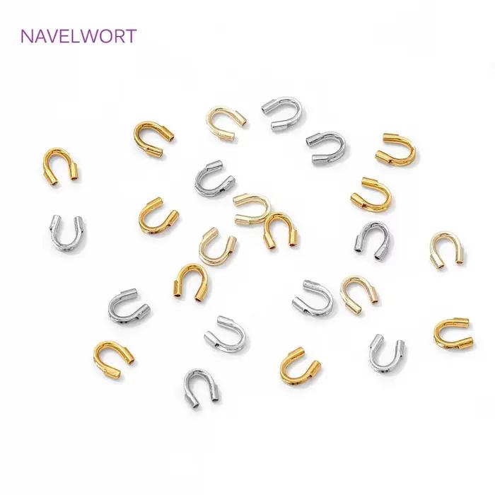 50/100 pièces 18K plaqué or laiton fil garde gardien protecteurs boucles U forme fermoirs connecteur