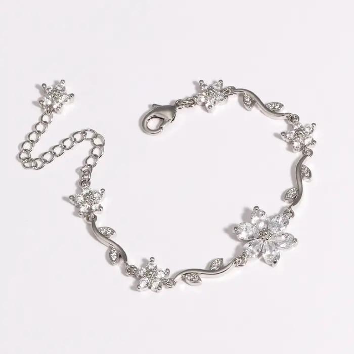 Bracelet élégant en Zircon pour femmes, violet, rose, bleu, fleurs, Y2K, doux, nœud pour filles, bijoux de luxe de styliste, cadeau