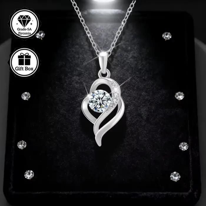 LAMVOICE bijoux pour femmes/collier hypoallergénique, cadeau de noël pour, collier en zircone 1 carat, bijoux de haute qualité