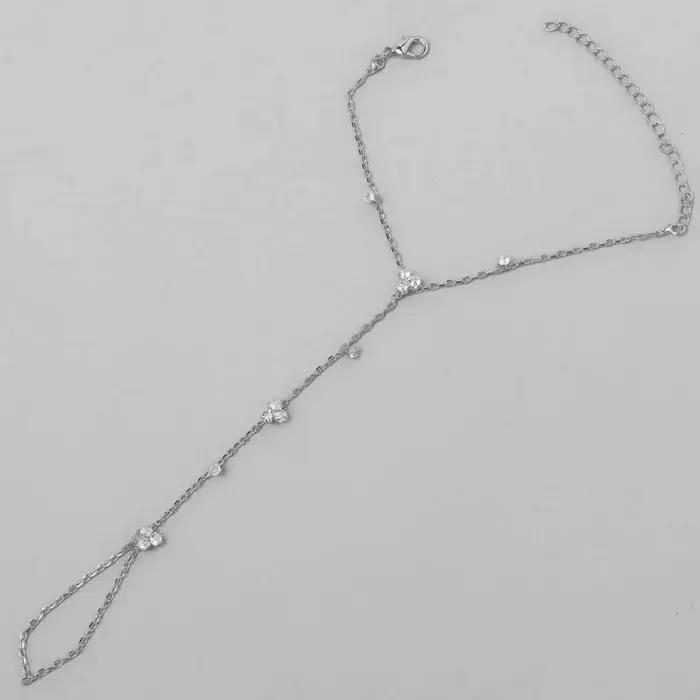 Bracelet géométrique en métal et cristal pour femmes