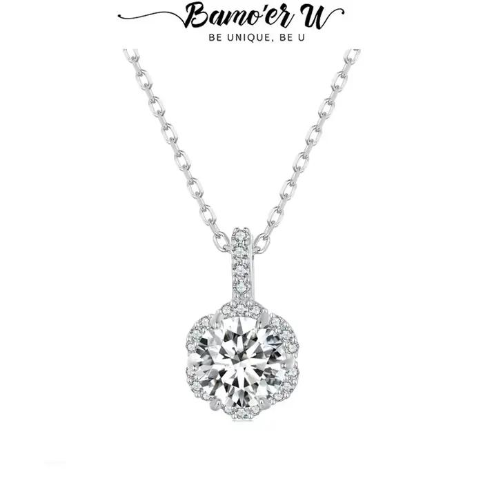 Bamoer U – collier Moissanite 1CT en argent Sterling 925