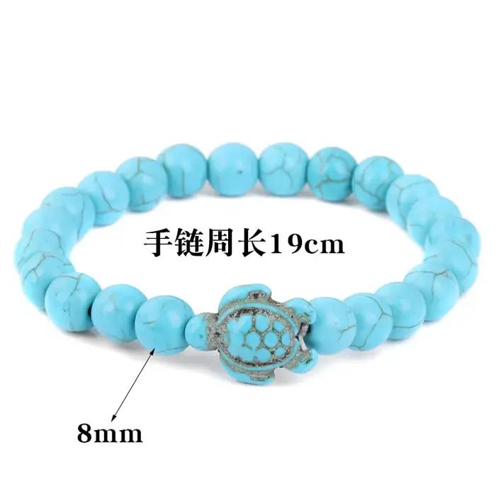Bracelet de suivi de tortue de mer en pierre avec chaîne corde pour homme et femme style classique pour la conservation de la nature occasions spéciales