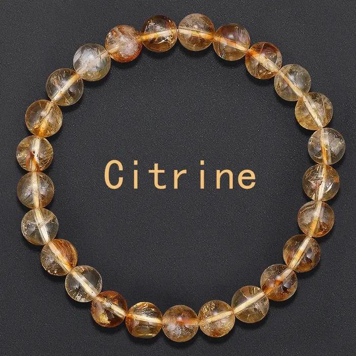 AAAAA 4/6/8mm bijoux chanceux Citrines naturelles Bracelet Citrine cristal pierre perle