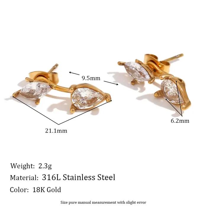 Boucles d'oreilles E.B.belle en zircon œil de cheval goutte d'eau