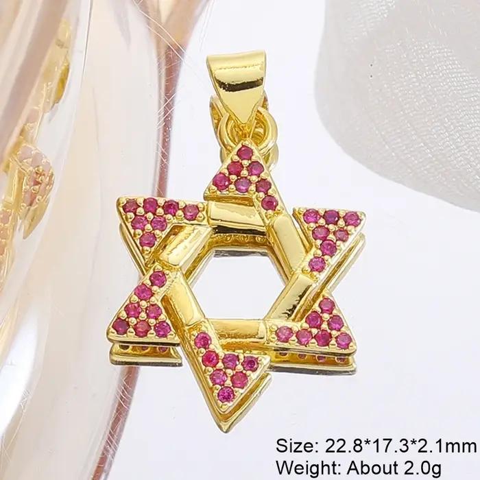 Juya – breloques étoile de David colorées plaquées or véritable 18K