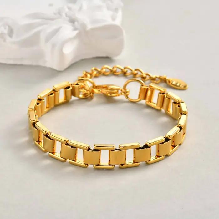 Bracelet chaîne pour femmes en acier inoxydable or non allergique avec gravure personnelle pour occasions spéciales et style bohème