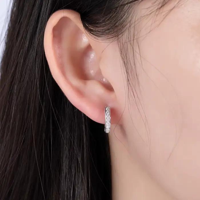 AnuJewel-Boucles d'oreilles créoles d'oreille Moissanite pour femme