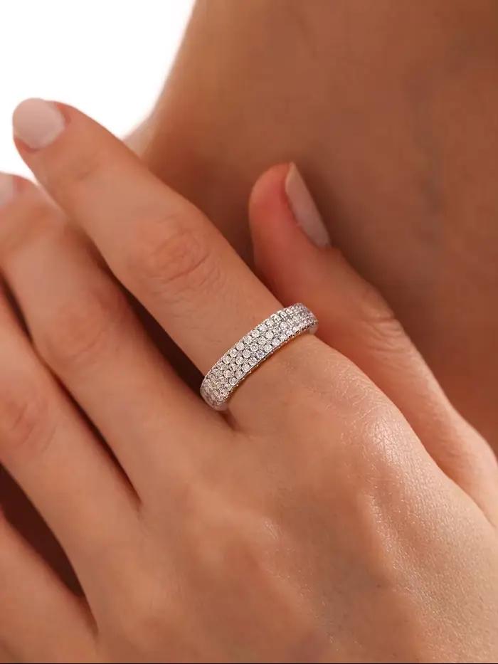 Bague femme éternité 925 en argent Sterling Micro pavé AAAAA Zircon cz