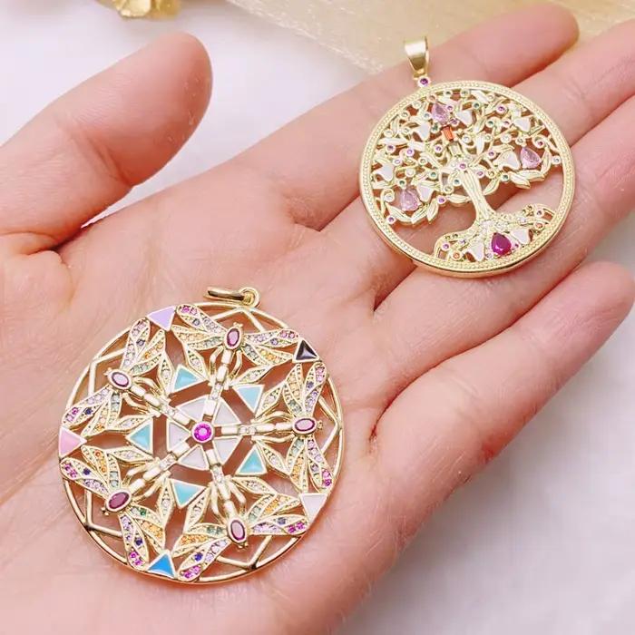 Juya Breloques Hamsa Fatima et Œil Turc Grec en émail coloré plaqué or 18 carats pour la fabrication de bijoux