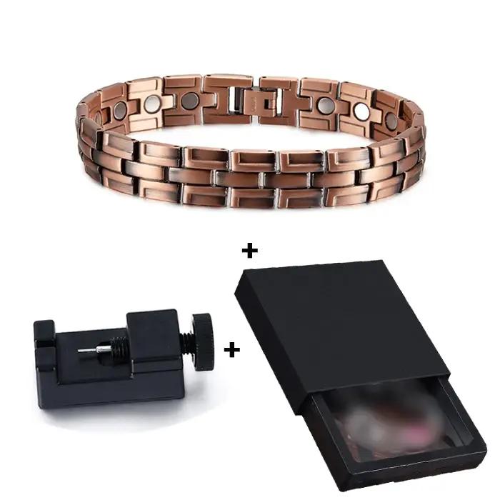 Bracelet Magnétique Vinterly en Cuivre Pur Style Vendange Bracelet Chaîne Maillons Pour Hommes Femmes Occasions Spéciales