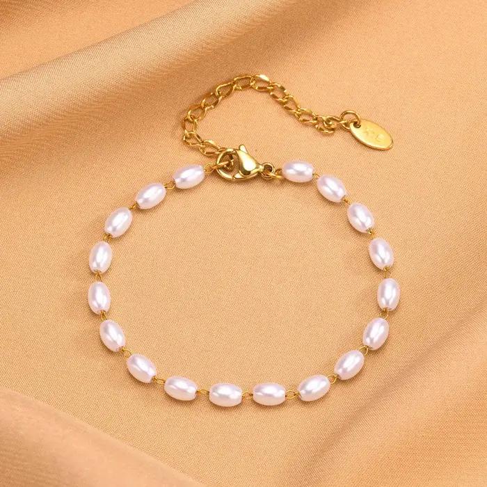 Bracelet de perles plaqué or 18 carats