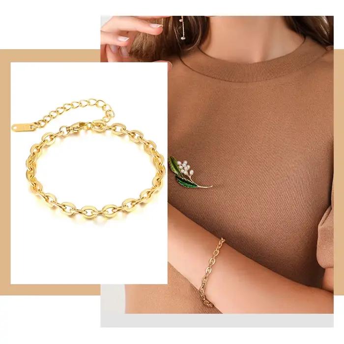 Bracelet en acier inoxydable Rolo pour femmes design moderne robuste pour toutes les occasions festive et quotidienne