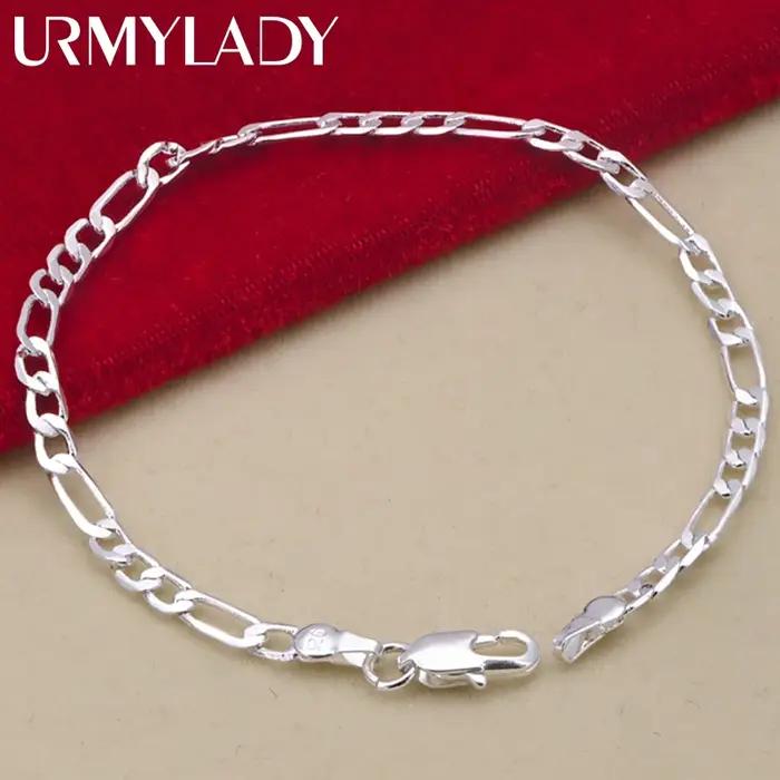 Noble nouvelle arrivée 925 en argent sterling 4MM chaîne pour hommes femmes Bracelet collier ensemble de bijoux dame cadeaux de noël breloques de mariage