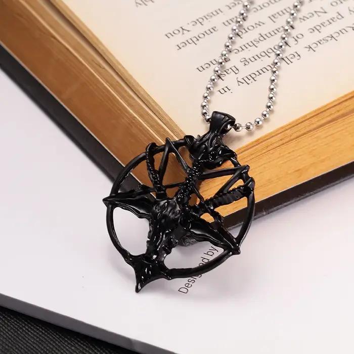 Bijoux fantaisie Vintage charme femmes hommes pentagramme Pan dieu crâne tête de chèvre pendentif chaîne colliers