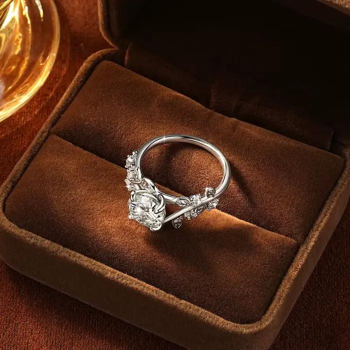 IOGOU – bague de fiançailles solitaire ronde de 8mm