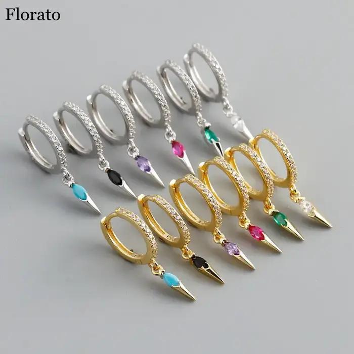 Florato 925 argent boucle d'oreille cerceau
