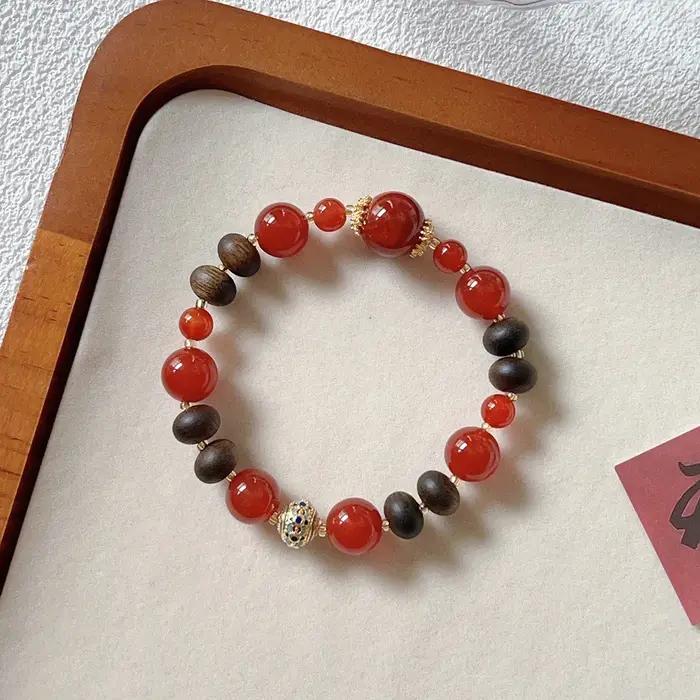 Bracelets en perles d'agate rouge naturelle pour femmes