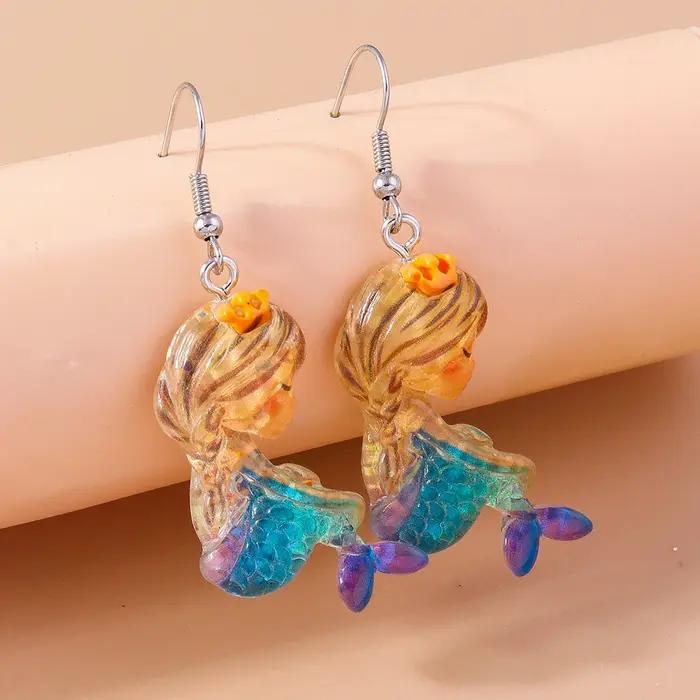 Boucles d'oreilles sirène colorées pour femmes